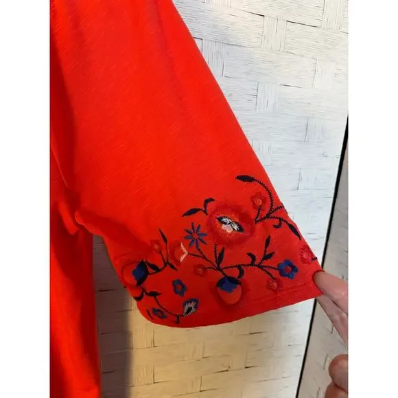 Westport women’s peasant top embroidered orange Bohemian hippie Aztec ￼ - Picture 3 of 9